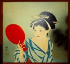 японская картина в стиле shin-hanga Гейша с зеркалом, 1930-е гг. Японский интернет-магазин Японика