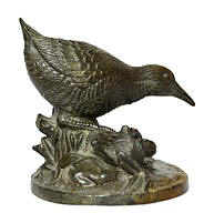 птичка бекас, японская бронзовая кабинетная статуэтка