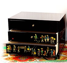 японский антиквариат: шкафчик для коллекций с росписью