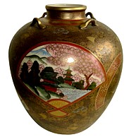 японский фарфор: антикварная ваза с круговой росписью, 1830-600-е гг.