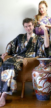 мужское шелковое кимоно, сделано в Японии. Мужская одежда для дома