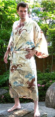 шелковый мужской халат- кимоно