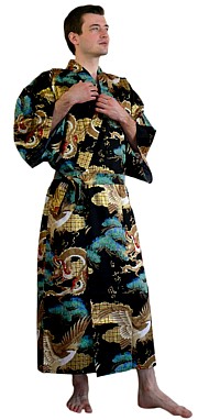 мужской  халат-кимоно ТЭН-РЮ, сделано в Японии, хлопок 100% 