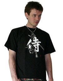 японская мужская футболка с изображением воина с катаной