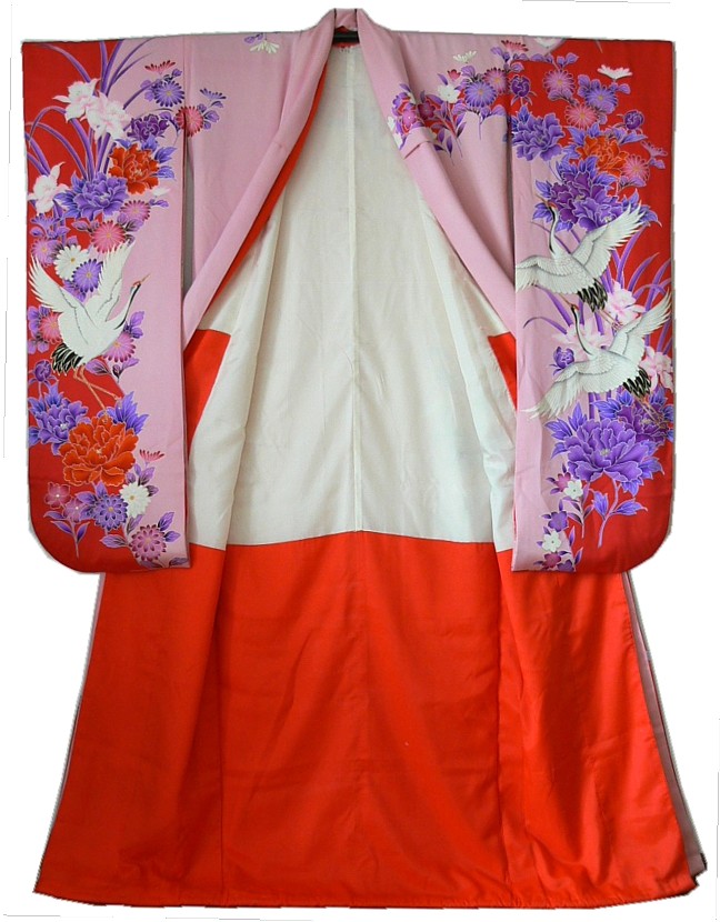японское шелковое кимоно фурисодэ с авторской росписью, 1980-е гг.