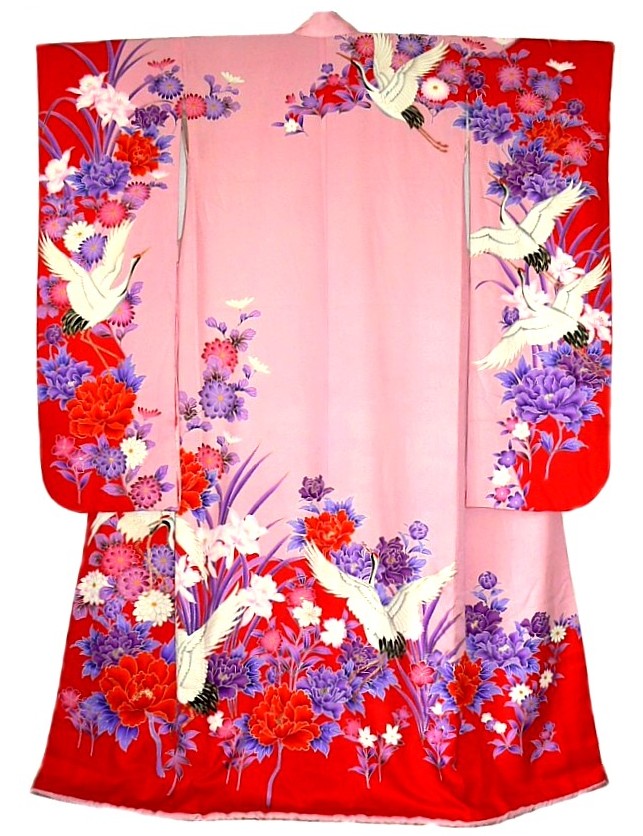 японское шелковое кимоно фурисодэ с авторской росписью, 1980-е гг.