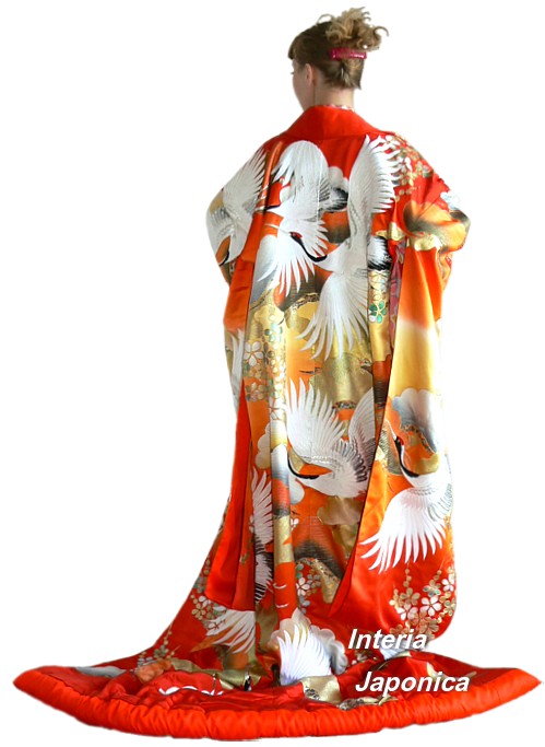 японское  кимоно невесты, вышивка, шелк, 1950-е гг