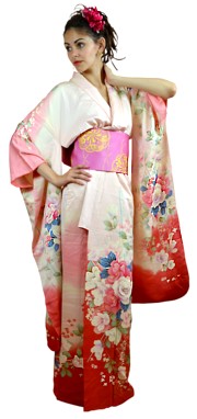 японское шелковое кимоно с авторским рисунком