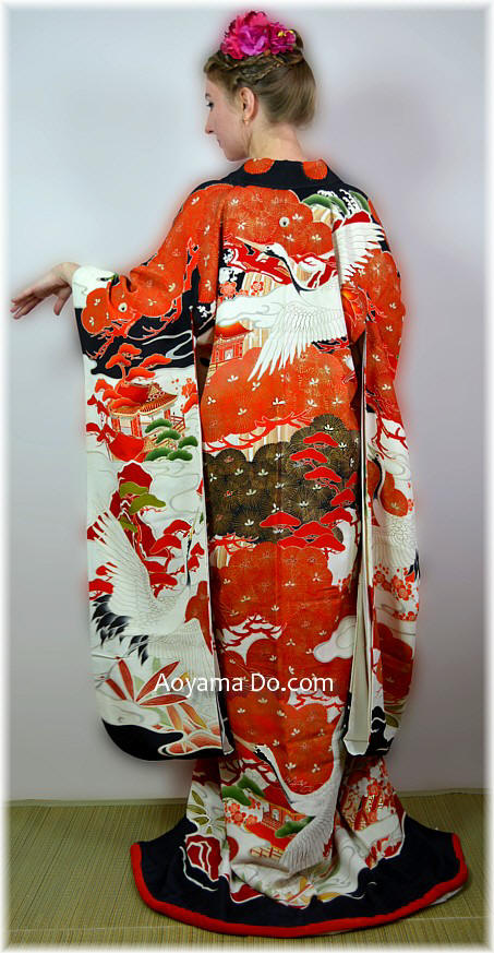 японское старинное женское шелковое кимоно, 1920-е гг.