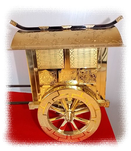 японский антиквариат, интерьерное украшение дворцовый экипаж, металл, золочение, Япония, 1960-е гг.