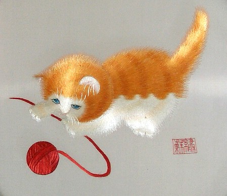 вышивка на интерьерном экране