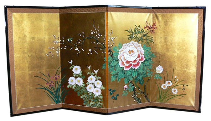 японская традиционная ширма с авторким рисунком, 1910-е гг