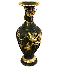 японская бронзовая антикварная ваза с рельефными фигурами, конец эпохи Эдо
