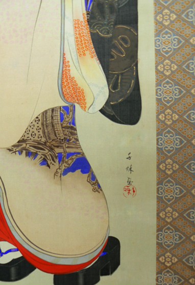 японский рисунок на свитке, деталь