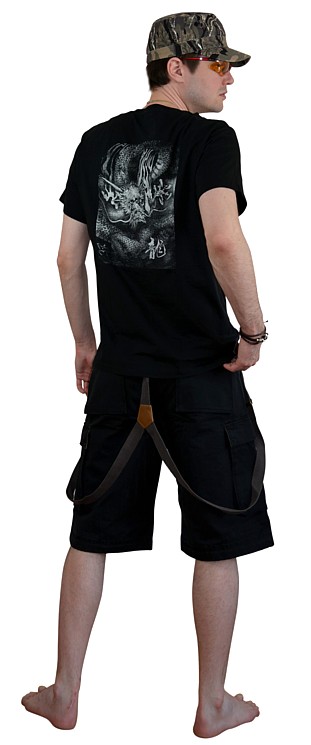 мужская одежда из Японии: футболка с избражением Дракона, шорты, кепка