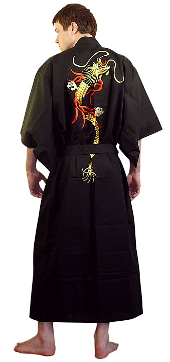 японское мужское кимоно с вышивкой, хлопок 100%
