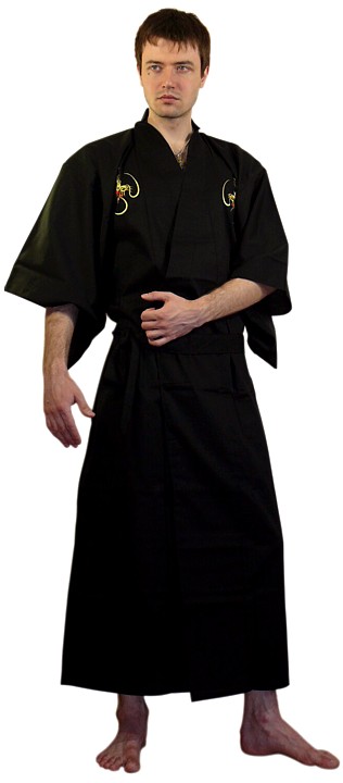мужской халат-кимоно, хлопок 100%, сделано в Японии