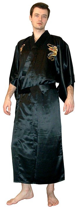 японское  кимоно, шелк 100%, вышивка