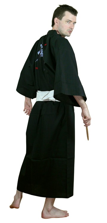 мужской халат-кимоно с вышивкой, хлопок 100%