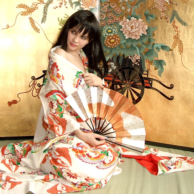  кимоно гейши, 1920-е гг., шелк, роспись 