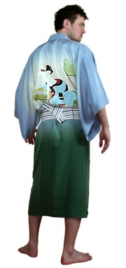 японское мужское  шелковое кимоно